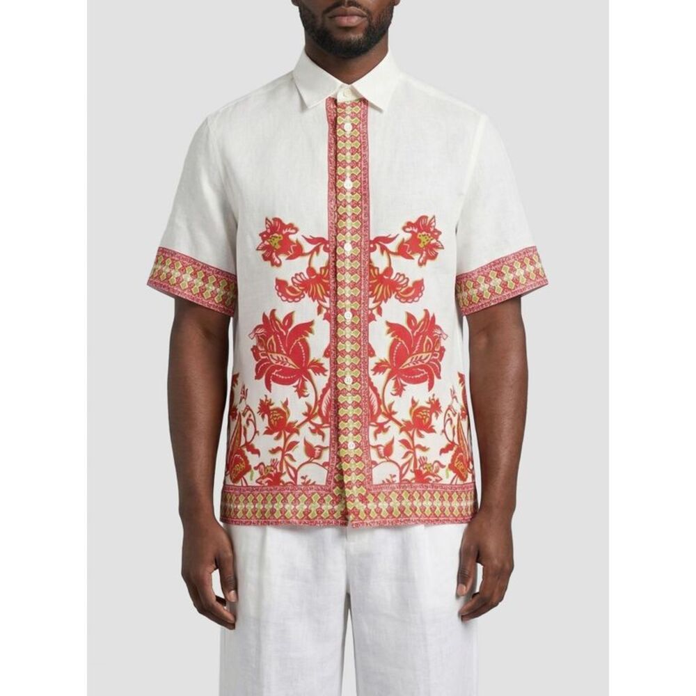 Etro Men Etro Linen Shirt With Floral Motif